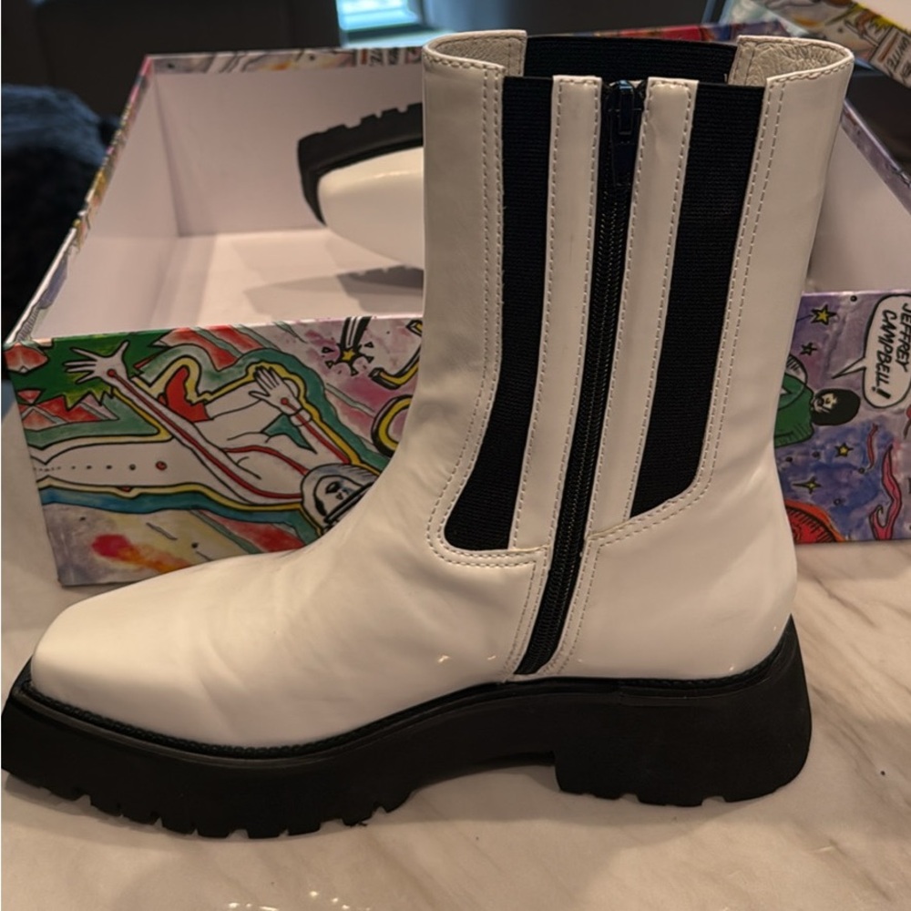 Jeffrey Campbell White and Black Boots